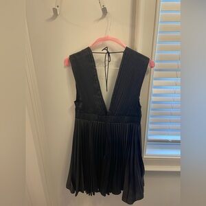 Abercrombie black pleated dress with plunge front and back